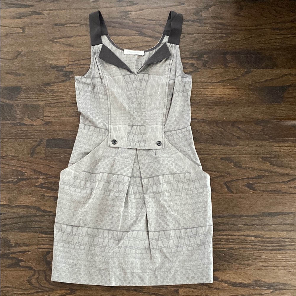 Jeffrey Montiero grey cotton and silk sleeveless‎ mini dress women’s size 2